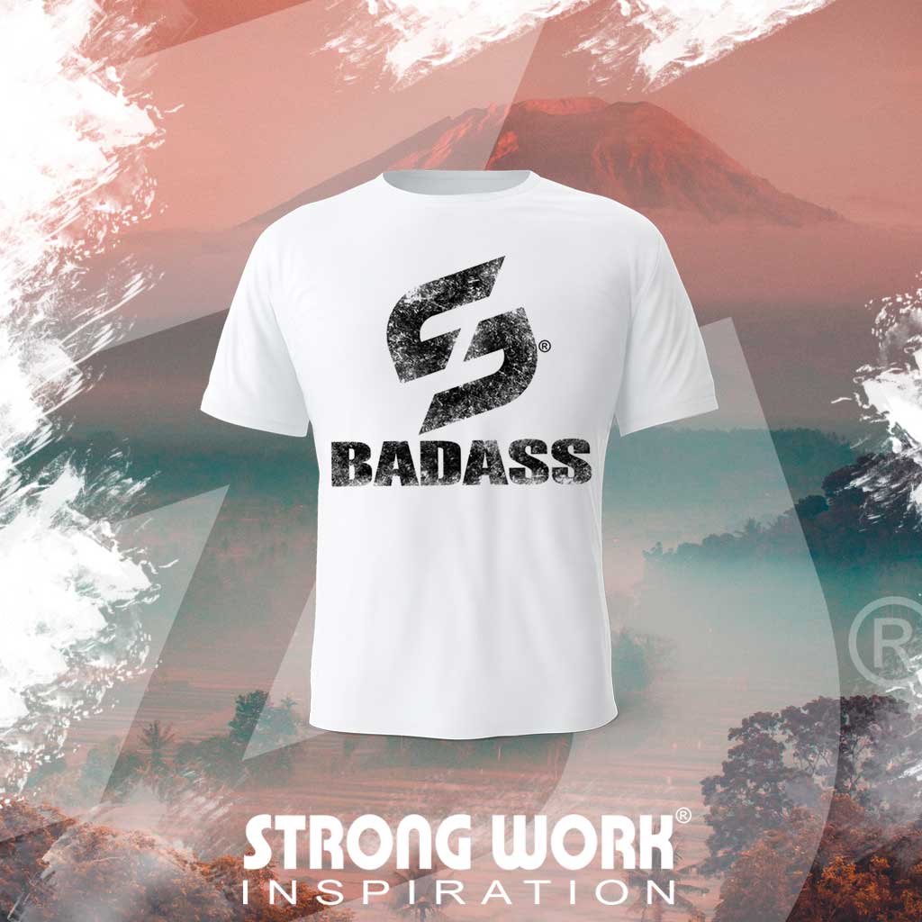 T-SHIRT EN COTON BIO STRONG WORK GRUNGE BADASS POUR FEMME - SPORTWEAR ECO-RESPONSABLE