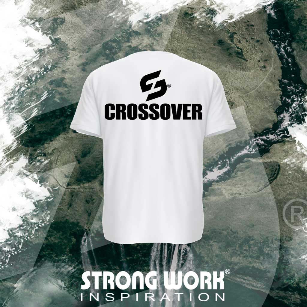 T-SHIRT EN COTON BIO STRONG WORK CROSSOVER POUR FEMME VUE DOS - VETEMENT DE SPORT ECO-RESPONSABLE