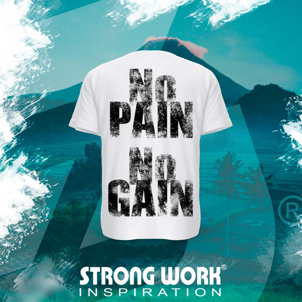 T-SHIRT EN COTON BIO STRONG WORK NO PAIN NO GAIN POUR FEMME - VETEMENT DE SPORT ECO-RESPONSABLE