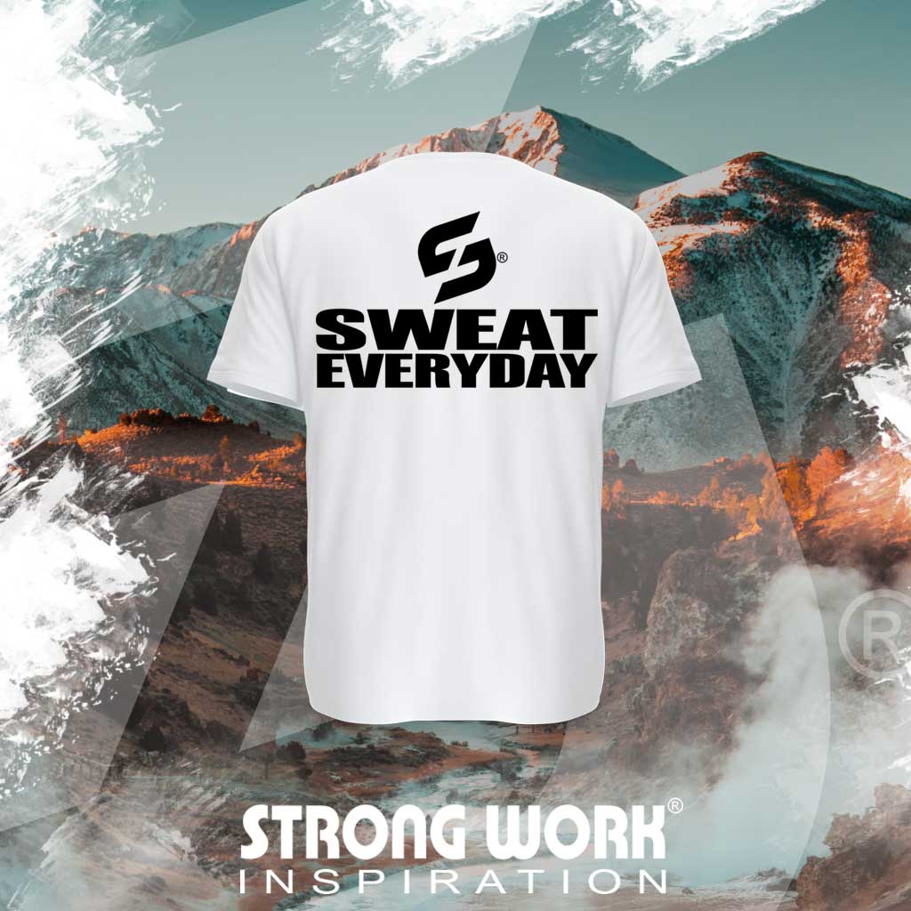 T-SHIRT EN COTON BIO STRONG WORK SWEAT EVERYDAY POUR FEMME VUE DOS  - SPORTWEAR ECO-RESPONSABLE