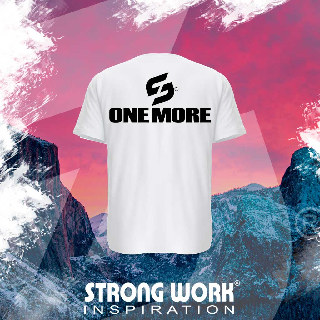 T-SHIRT EN COTON BIO STRONG WORK ONE MORE POUR FEMME VUE DOS - SPORTSWEAR ECO-RESPONSABLE