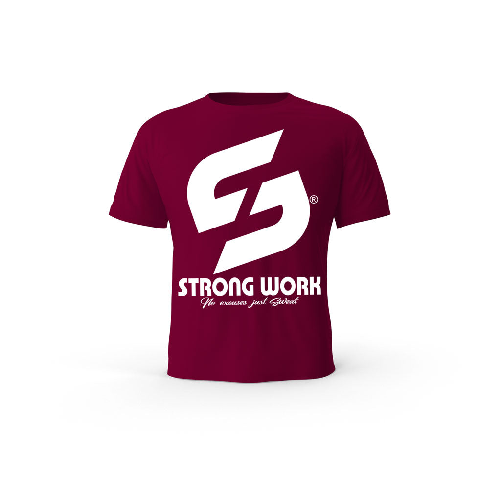 T-SHIRT- COTON-BIO-STRONG-WORK-SENSATION-BORDEAUX-FEMME