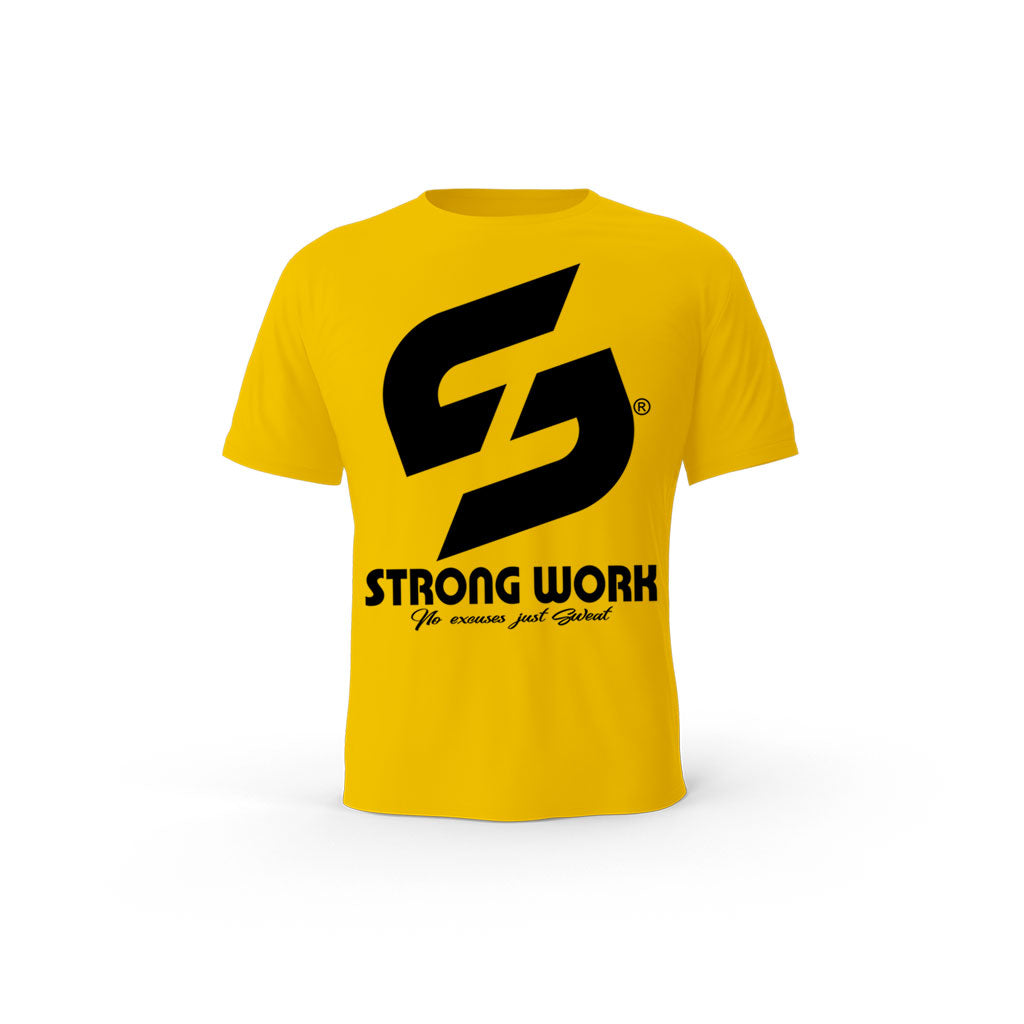 T-SHIRT- COTON-BIO-STRONG-WORK-SENSATION-JAUNE-FEMME