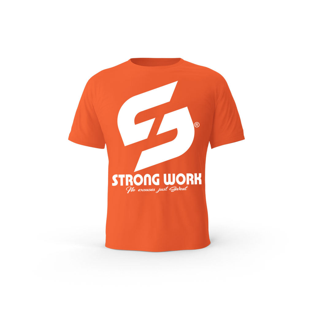 T-SHIRT- COTON-BIO-STRONG-WORK-SENSATION-ORANGE-FEMME