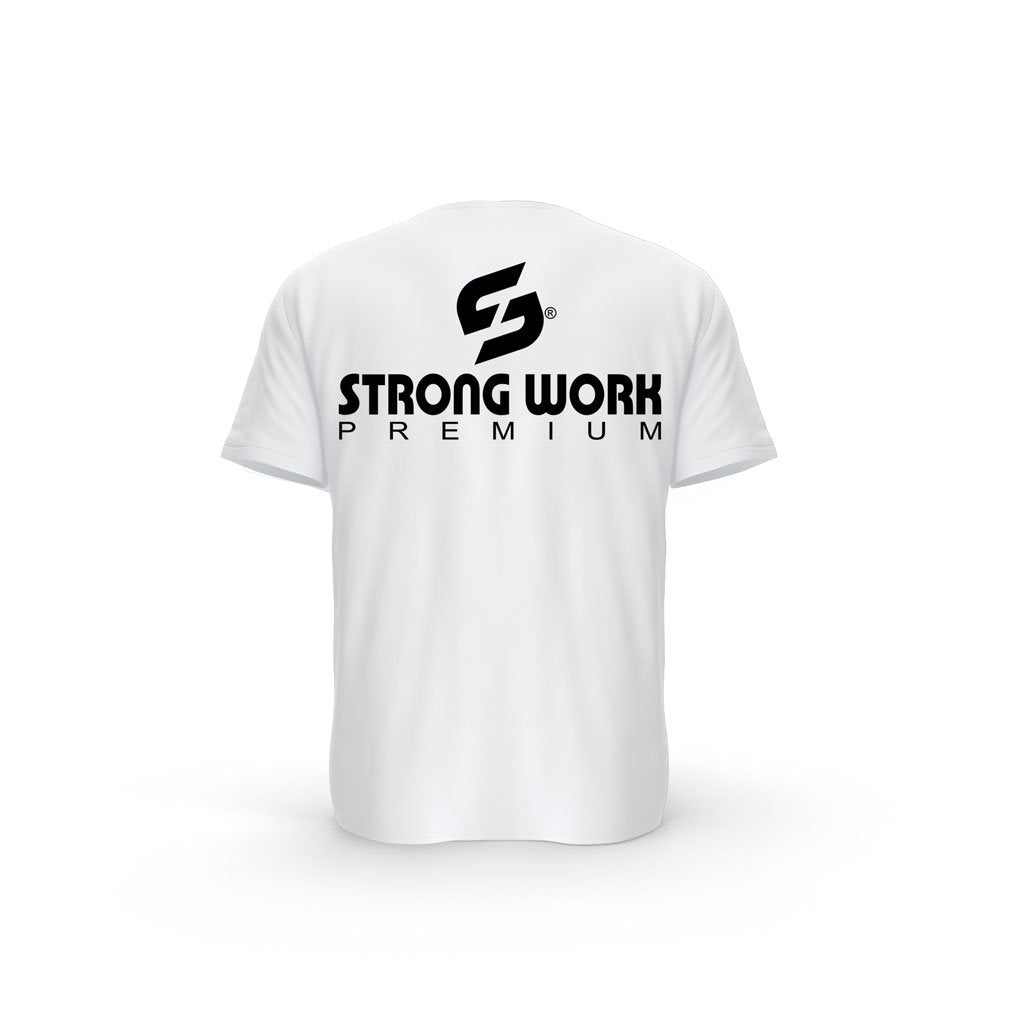 t-shirt dos bio blanc Strong Work PREMIUM pour Femme